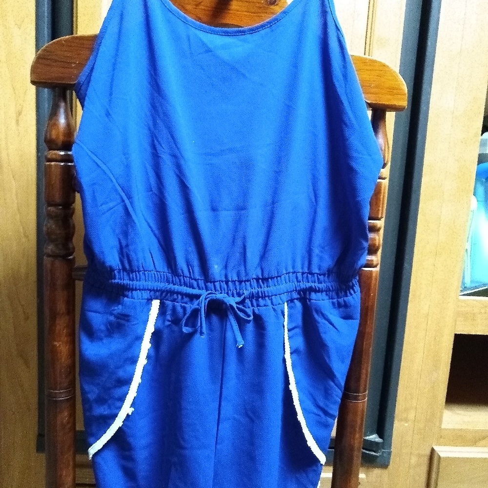 Blue & White shorts romper